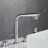 Robinet mitigeur d'évier moderne avec douchette extractible pour lavabo à trois trous