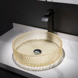 Lavabo rond en verre coloré...