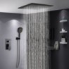 Système de douche à effet pluie Robinet de douche en laiton massif 16 pouces Noir mat