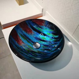 Lavabo rond en verre trempé...