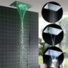 Robinet de salle de bain chromé à 3 couleurs LED, mitigeur de pluie complet avec pommeau de douche à effet pluie, montage au plafond, changement de couleur en fonction de la température de l'eau, alimentation hydraulique, aucune batterie nécessaire