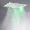 Pommeau de douche de salle de bain brossé monté au plafond rectangulaire avec fonctions de pluie atomisante, système de douche à écran tactile à LED, robinet de douche