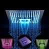 Pommeau de douche thermostatique à effet pluie 400 x 400 cm, 3 fonctions, LED, pommeau de douche à effet pluie de 16 pouces, pommeau de douche carré pour plafond, spa, cascade, panneau de douche
