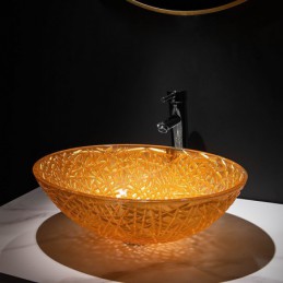 Lavabo ovale en verre moulé...